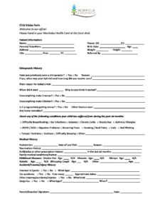 Child Intake Form (ages 3-10) | Norfolk Chiropractic